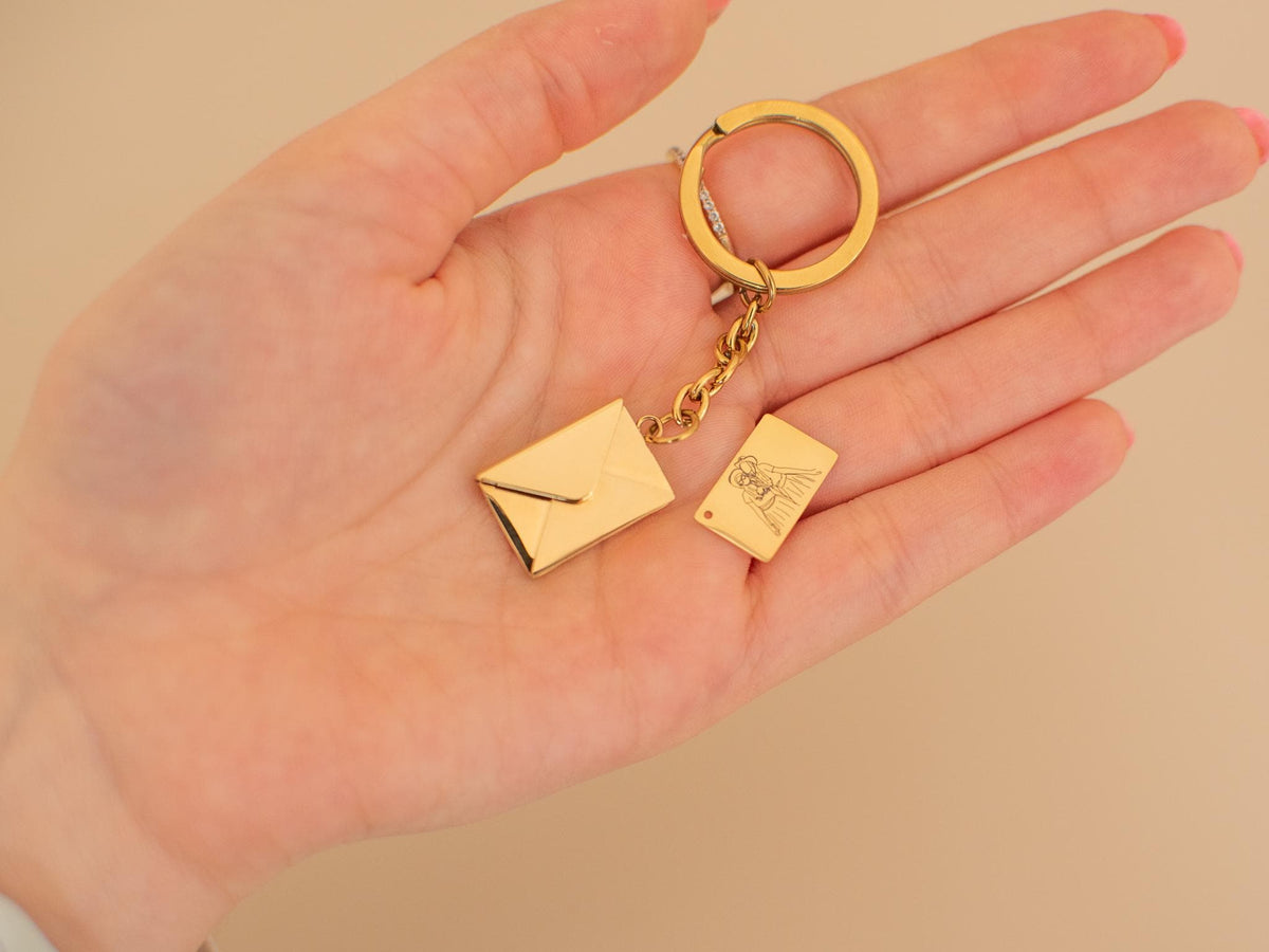 Porte-clés enveloppe photo personnalisée | Porte-clés secret personnalisé | Cadeau pour meilleur ami et couple