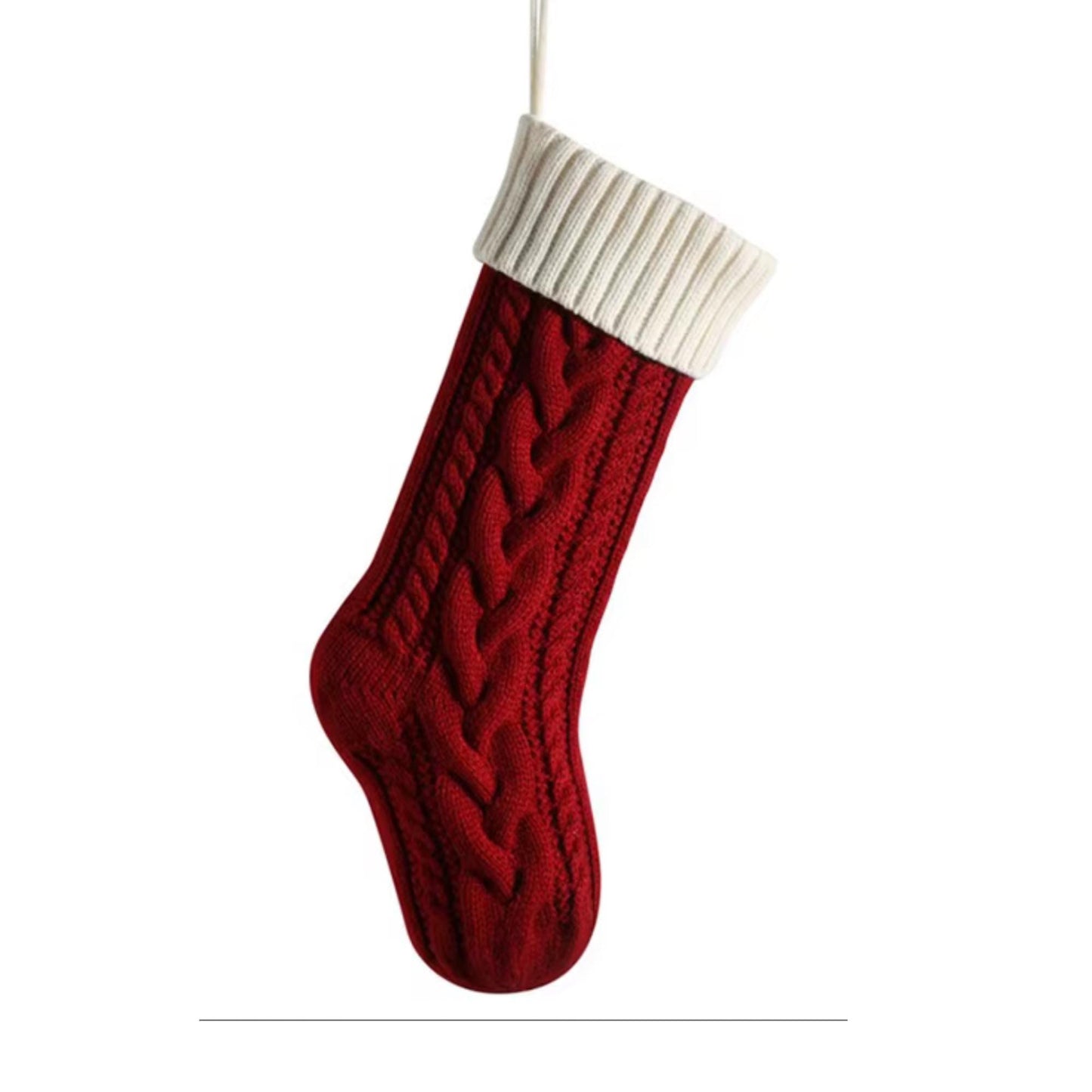 Personalized Knitted Christmas Stocking, Embroidered Cable Knit
