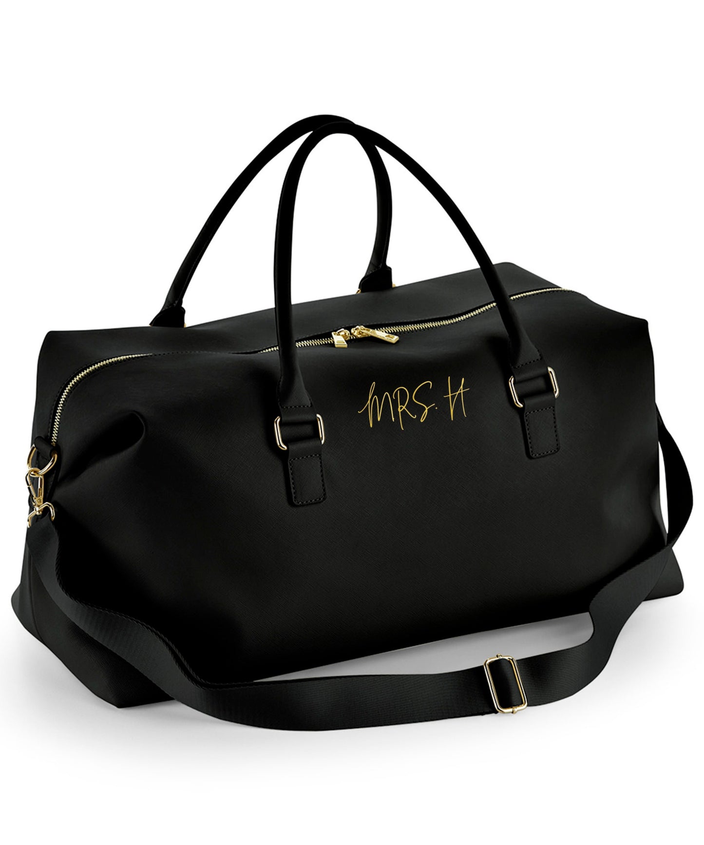 Personalized Leather Look Weekend Bag: Custom Holdall