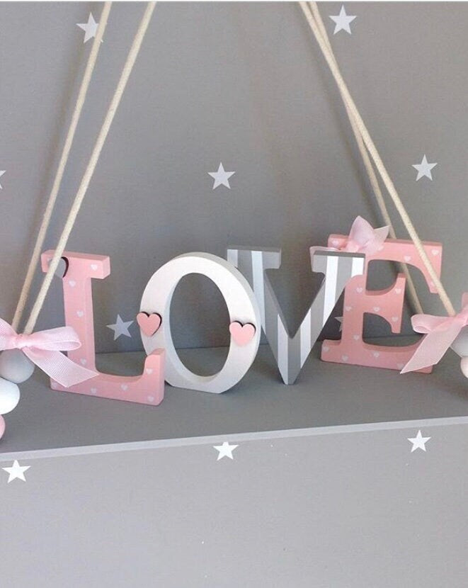 Painted Wooden Name Letters, Nursery Wall Decor