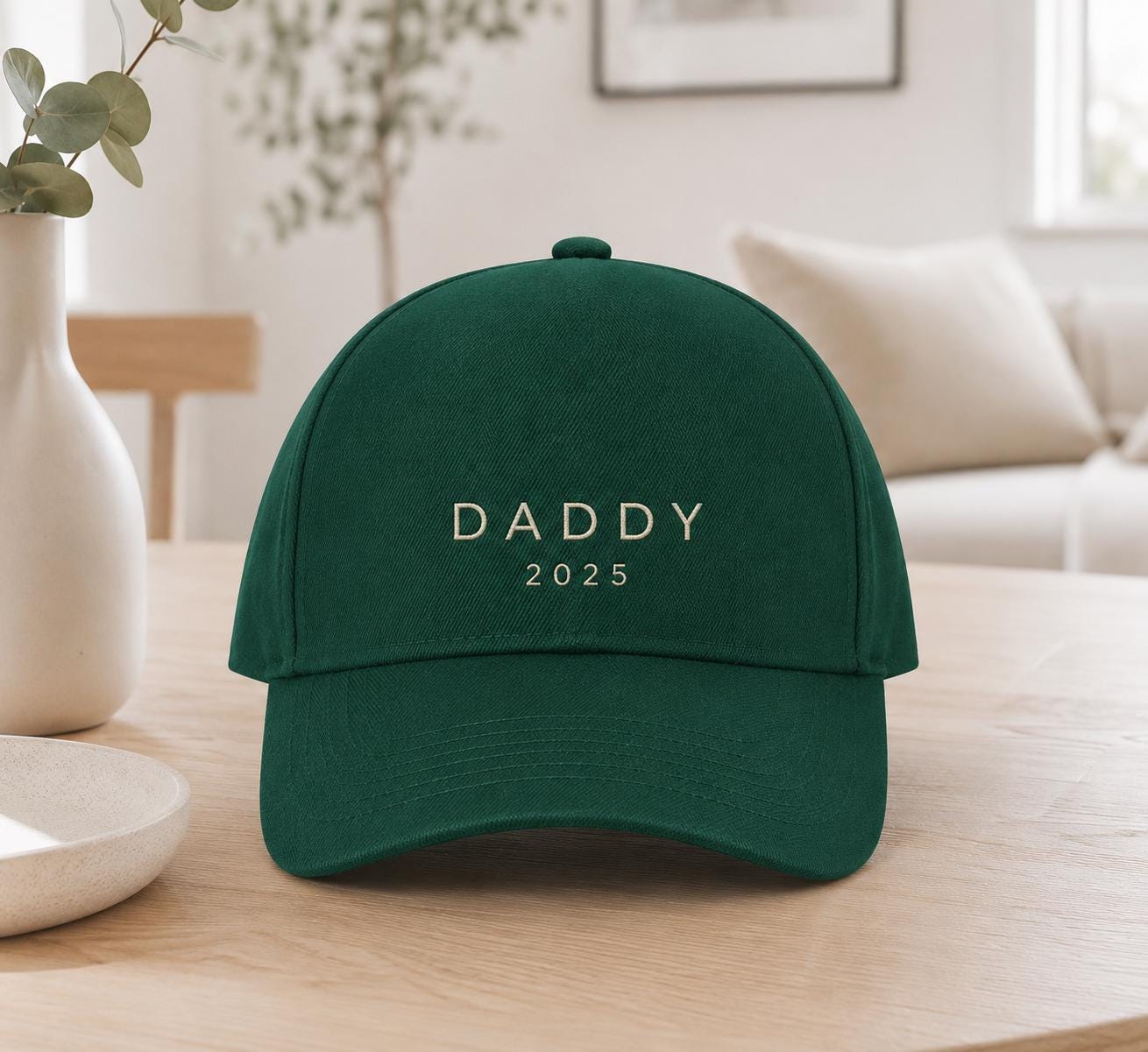 Daddy cap with custom year embroidery beige burgundy black or navy papa Dad Grandad