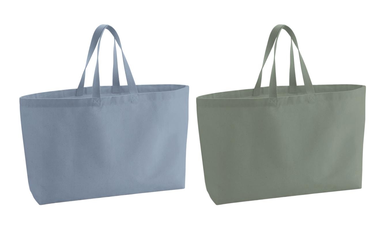 Embroidered Initial Tote Bag: Oversized Organic Cotton Canvas Beach Shopper