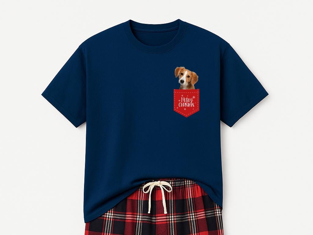 Pijamas de Natal com Foto de Pet Personalizados | Calças de Flanela em Xadrez Tartan