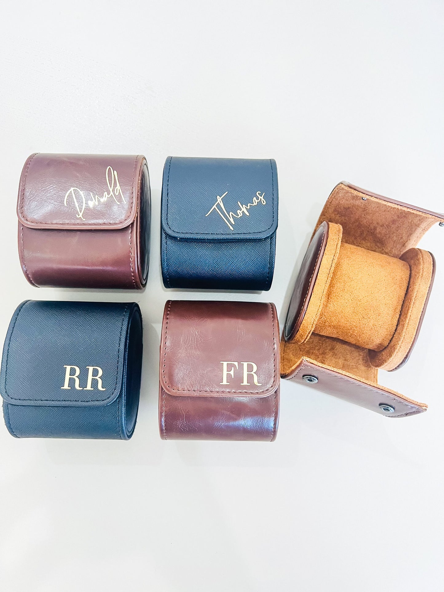 Personalized Faux Leather Men's Toiletry Bag & Watch Box Set