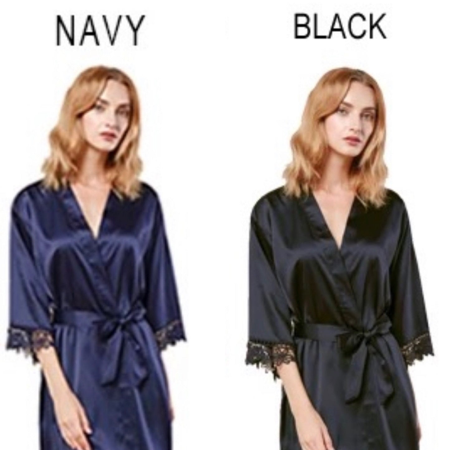 Personalized Satin Lace Bridal Robe: Wedding Party Gift