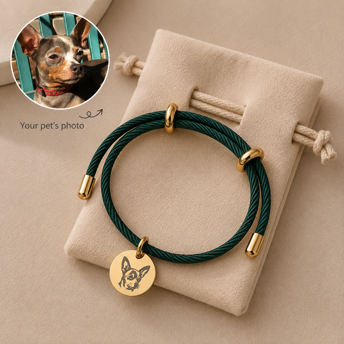 Personalised Pet Portrait Bracelet – Custom Dog & Cat Photo Jewellery