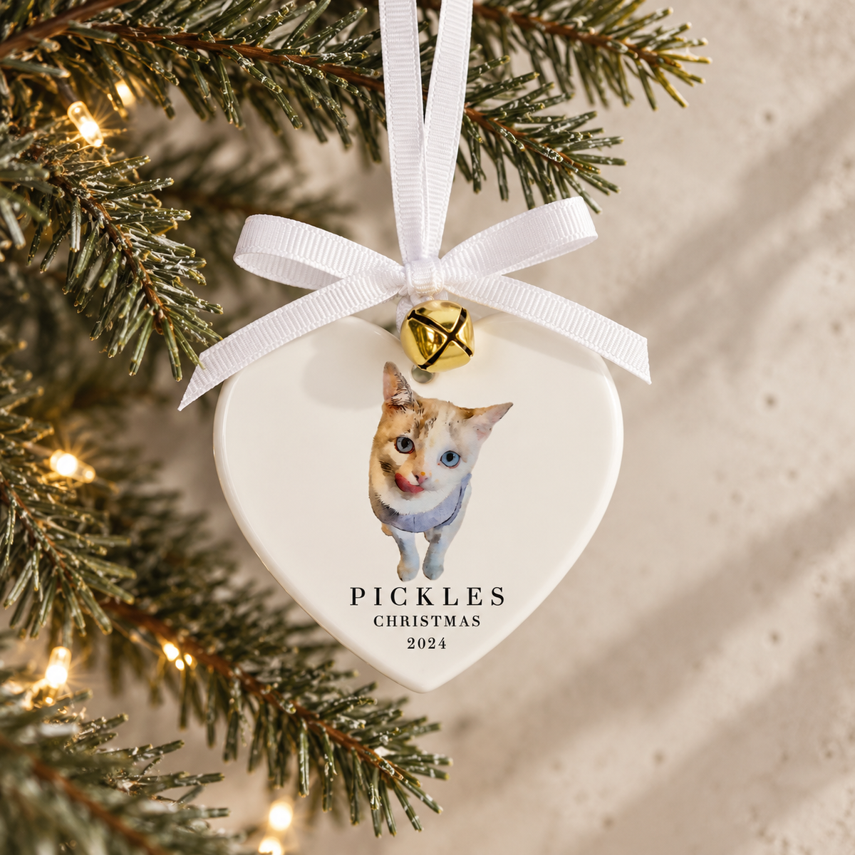Ornement personnalisé pour animaux de compagnie à l'aquarelle : Boule de Noël personnalisée avec portrait de chien