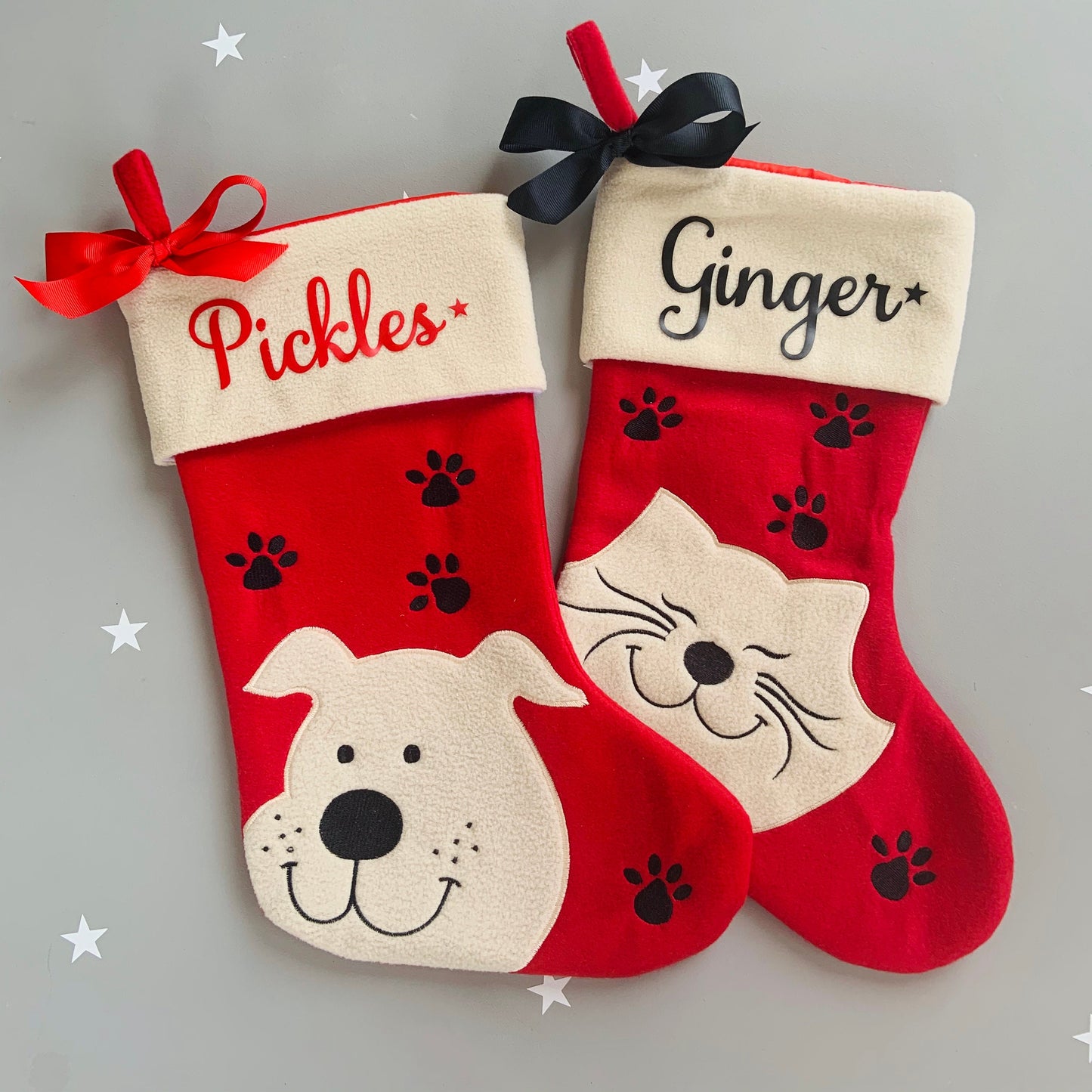 Personalized Plush Pet Christmas Stocking: Cat or Dog Design