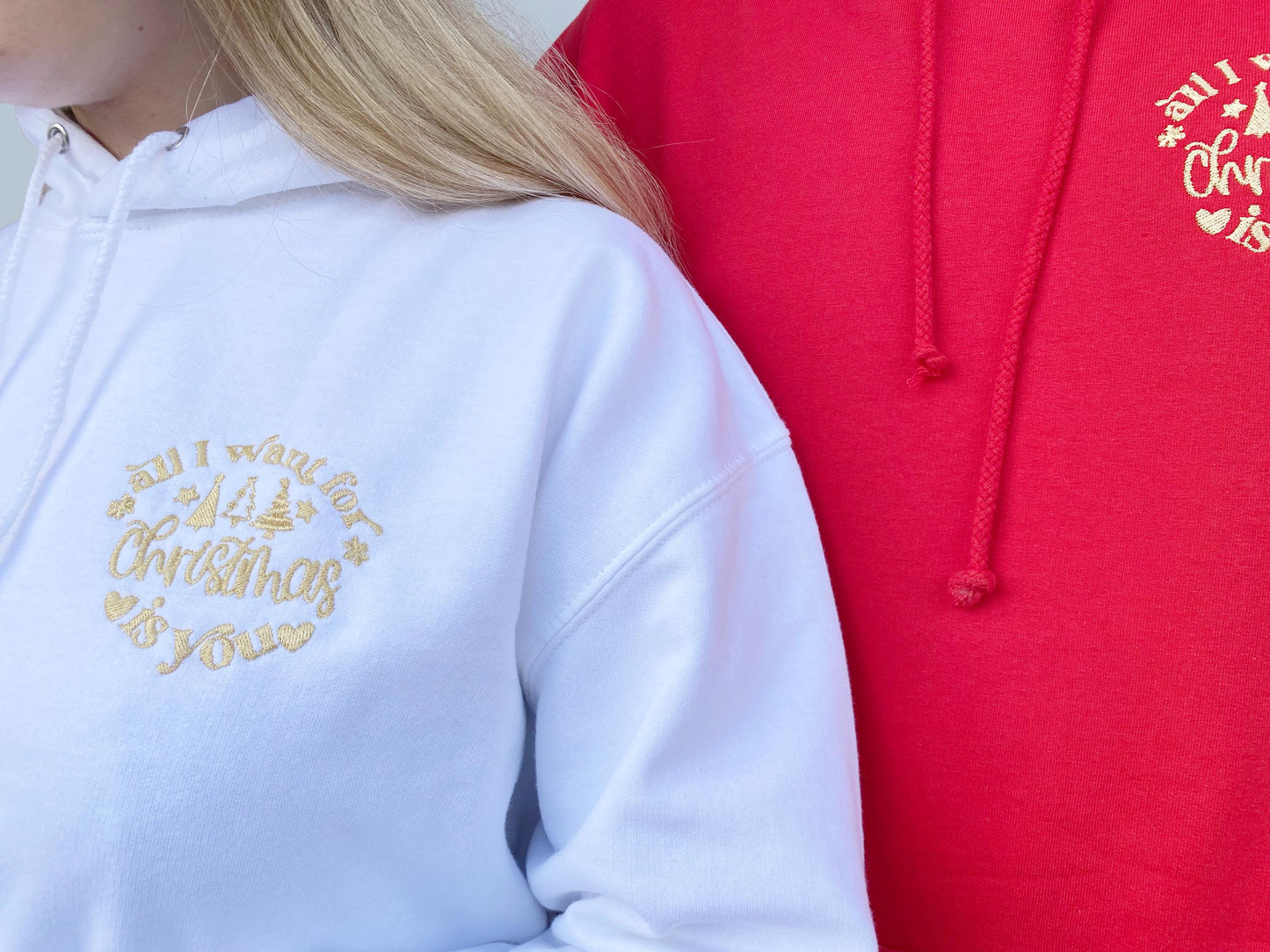 Custom Embroidered Couples Christmas Hoodie: Matching His & Hers