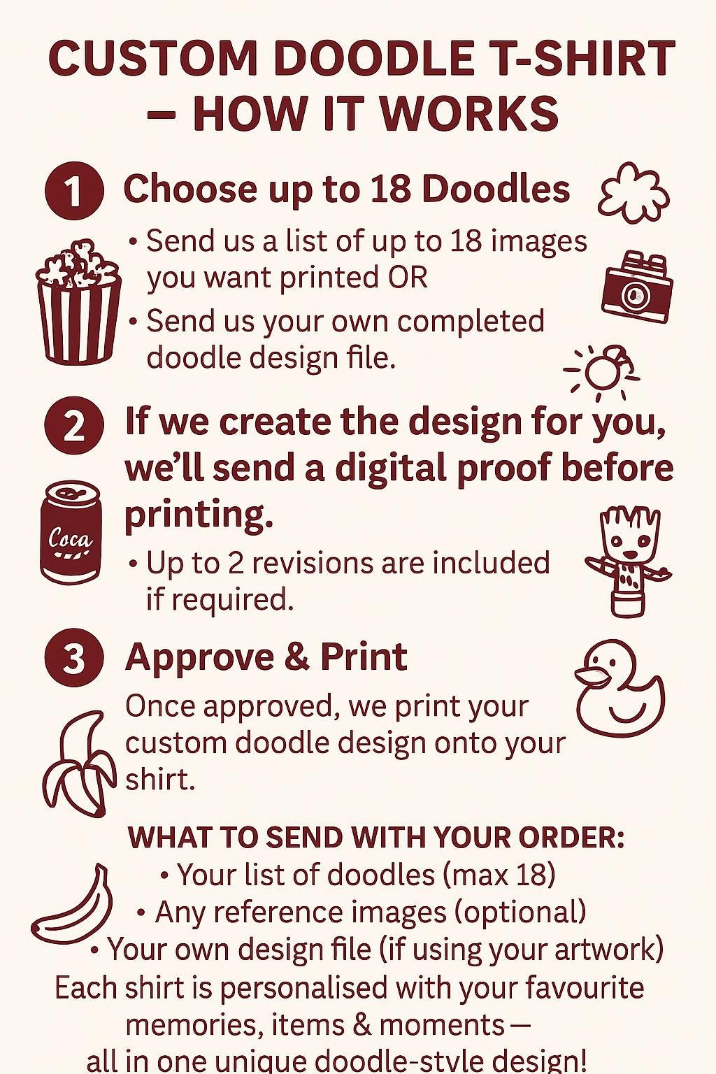 Custom Doodle Icon Shirt, Personalized Couple Gift, Valentine's Day Tee