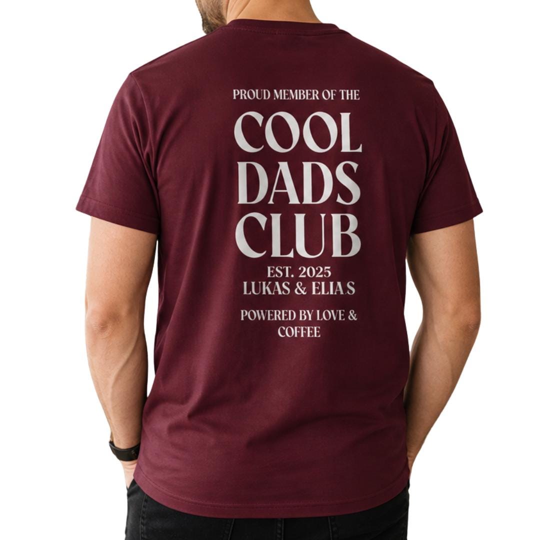 Cool Dads Club Papa T-Shirt Personalised with Names, First Father’s Day Gift, Custom Dad Shirt, New Dad Baby Announcement Tee