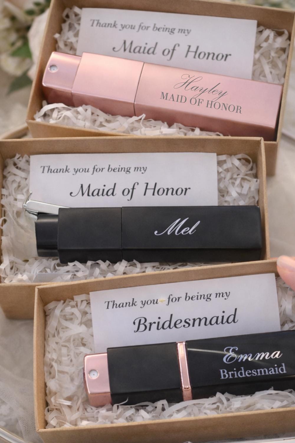 Custom Engraved Perfume Bottle | Refillable Atomizer for Bridesmaids, Travel