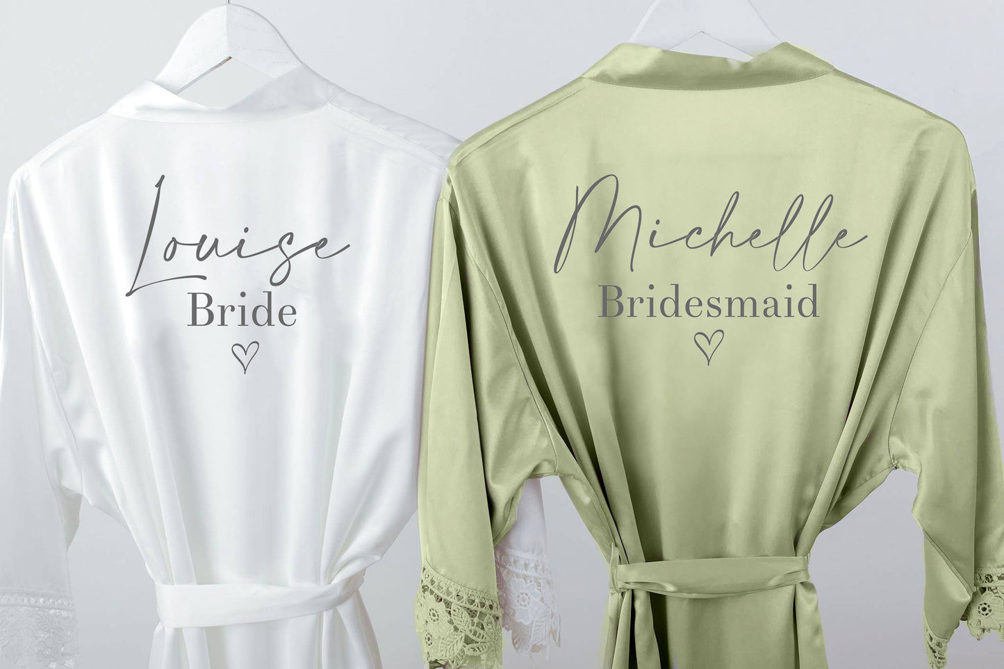 Personalized Satin Lace Bridal Robe: Wedding Party Gift