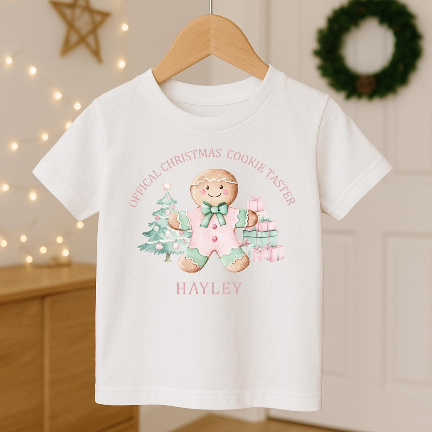 Personalized Kids Christmas Jumper, Gingerbread Man Cookie Taster Design