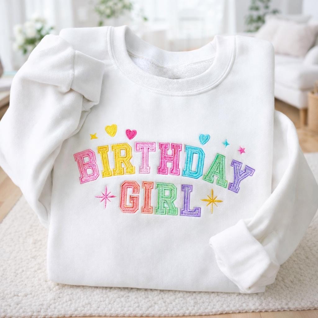 Birthday Girl jumper for child -Embroidery