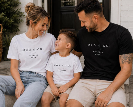 Personalised Family T-Shirt, Custom Dad & Co, Matching Outfits, Minimalist Design