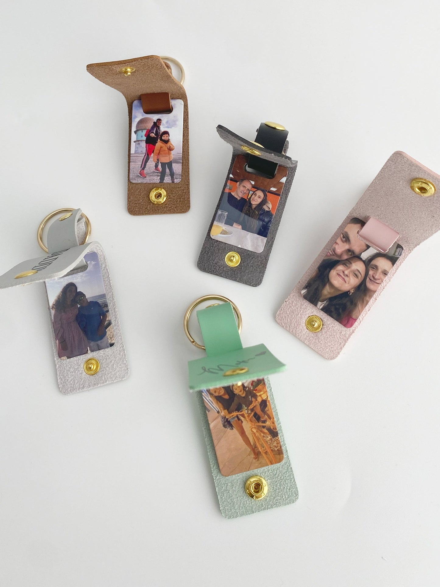 Personalized Photo Faux Leather Keyring: Custom Bag Charm Gift