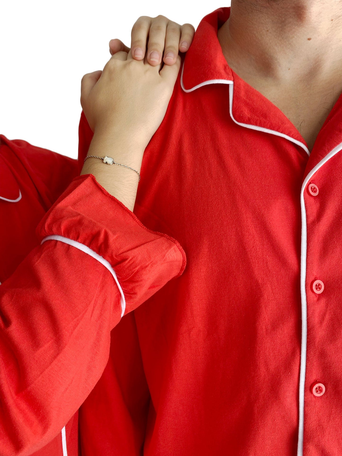 Matching Couple Christmas Pajamas Set: Embroidered Cotton Sleepwear