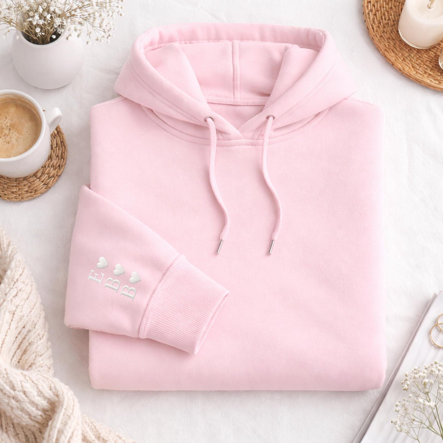 Embroidered Dad Hoodie, Personalized Kids Initial Sleeve, Father's Day Gift