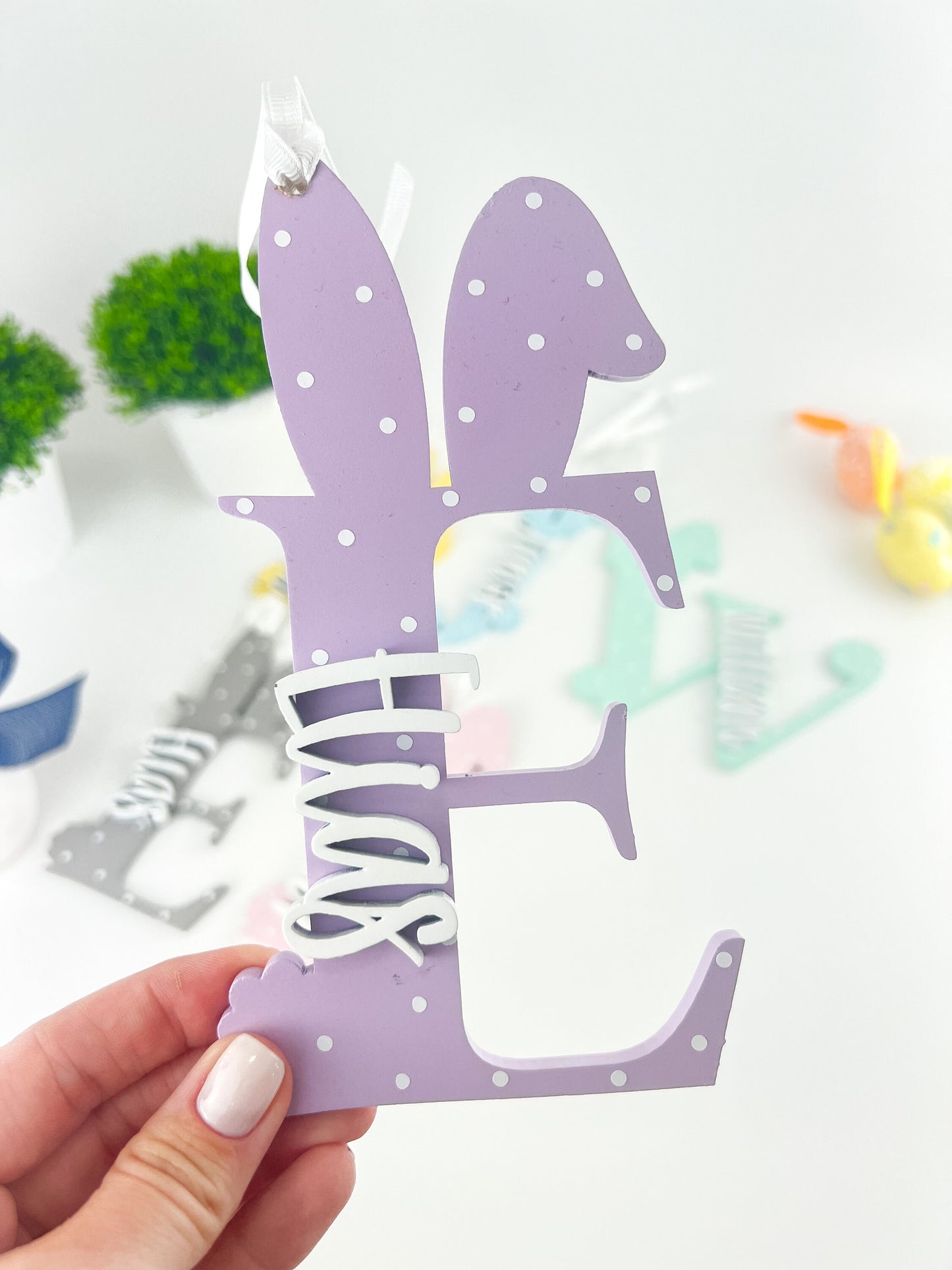 Personalized Easter Name Sign: Wooden Bunny Letter, Kids Decor