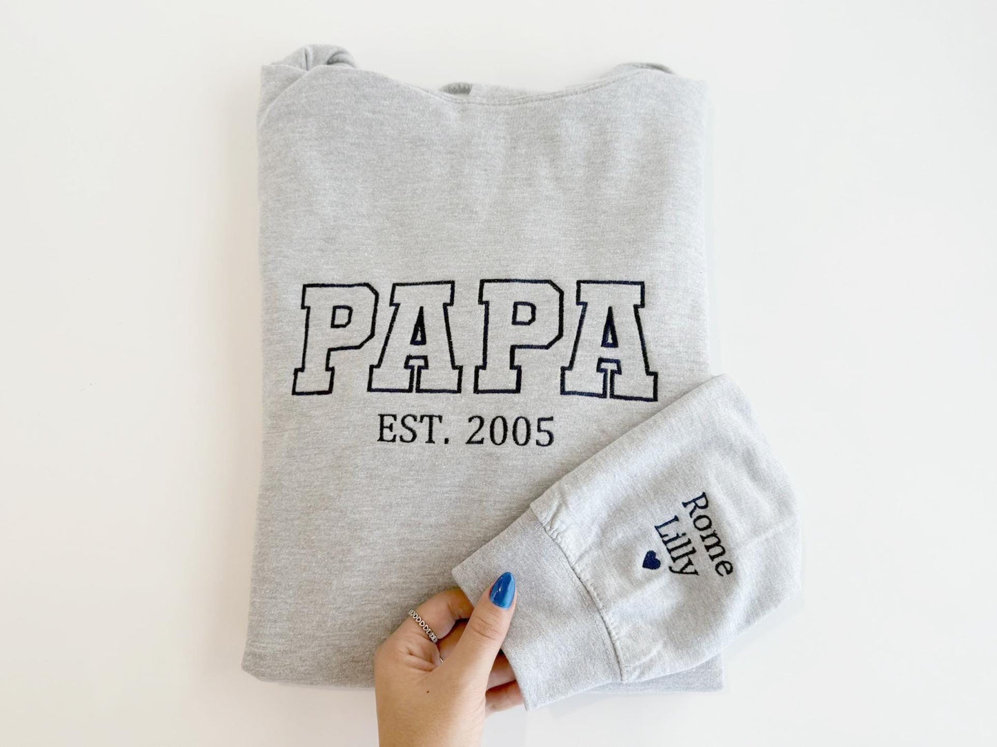 Personalized Papa Hoodie: Embroidered Dad Sweatshirt with Custom Names