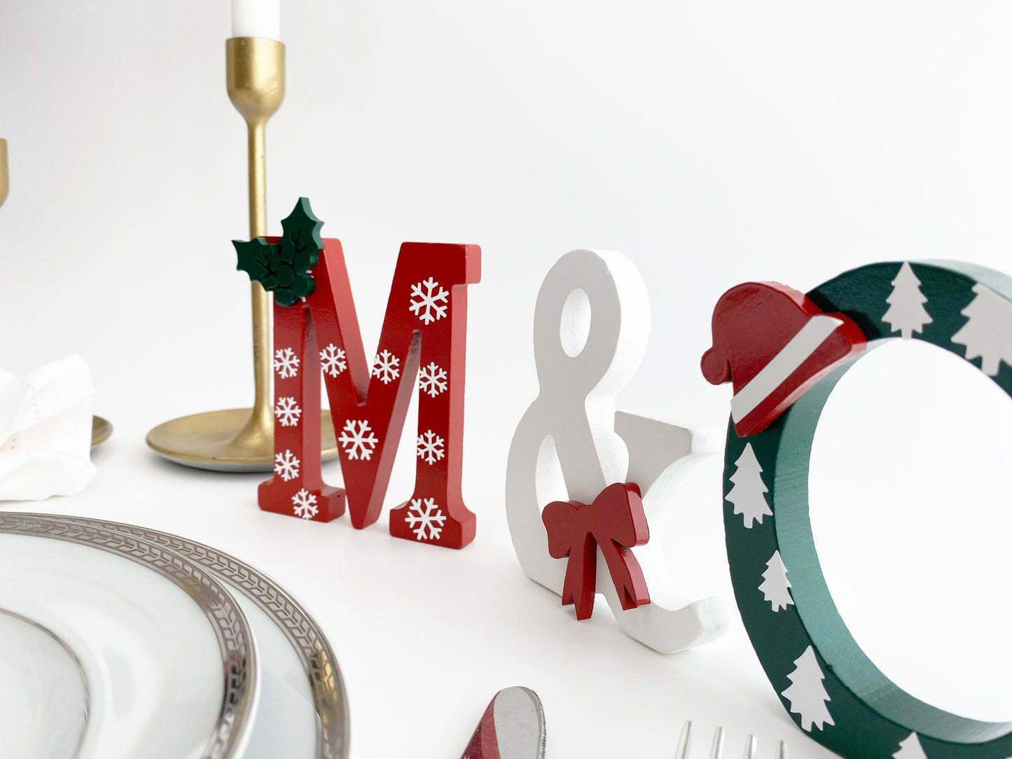 Personalized Christmas Wooden Name Letters: Holiday Table Decor