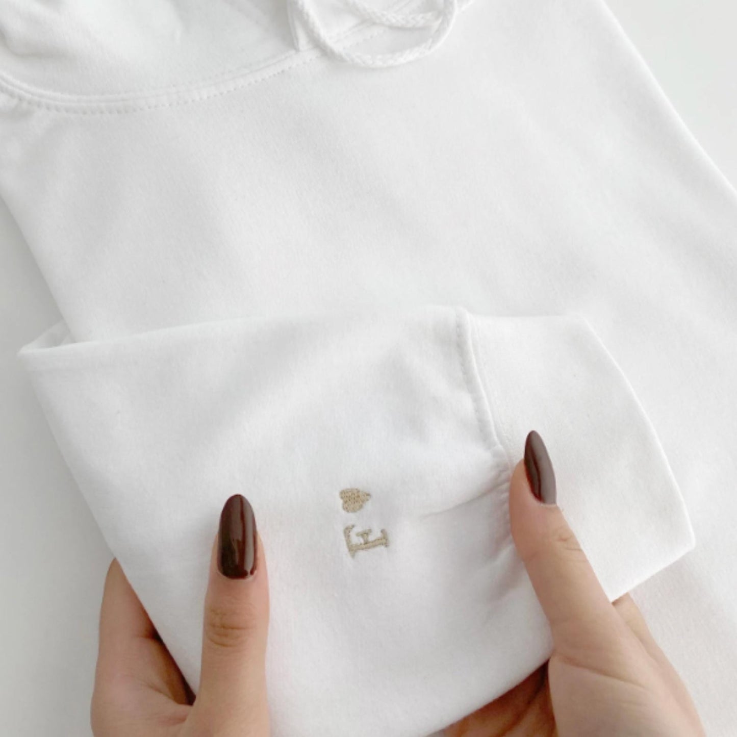 Embroidered Initial Sleeve Hoodie - Personalized Mother's Day Gift