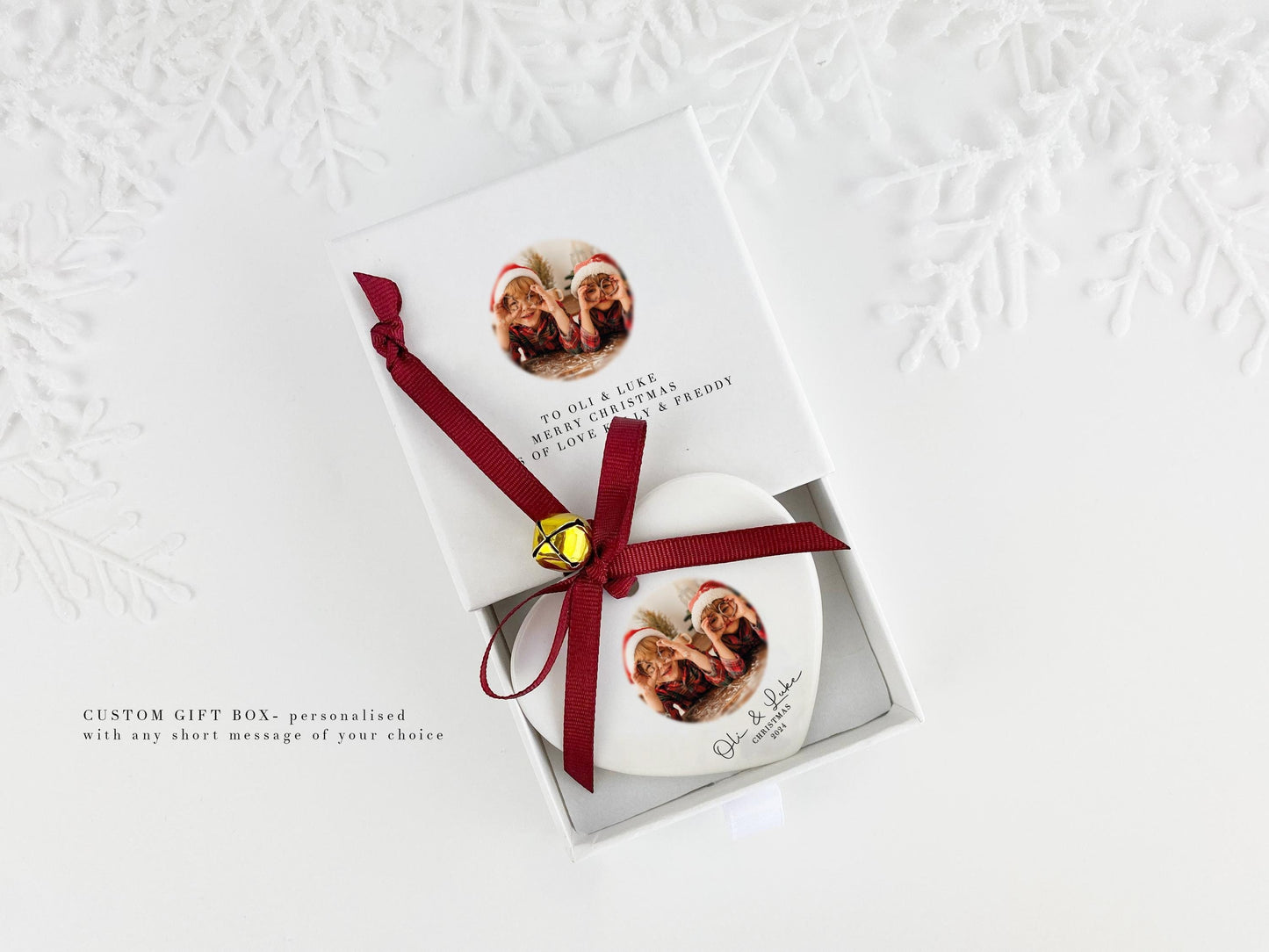 Personalized Photo Christmas Ornament: Custom Ceramic Bauble