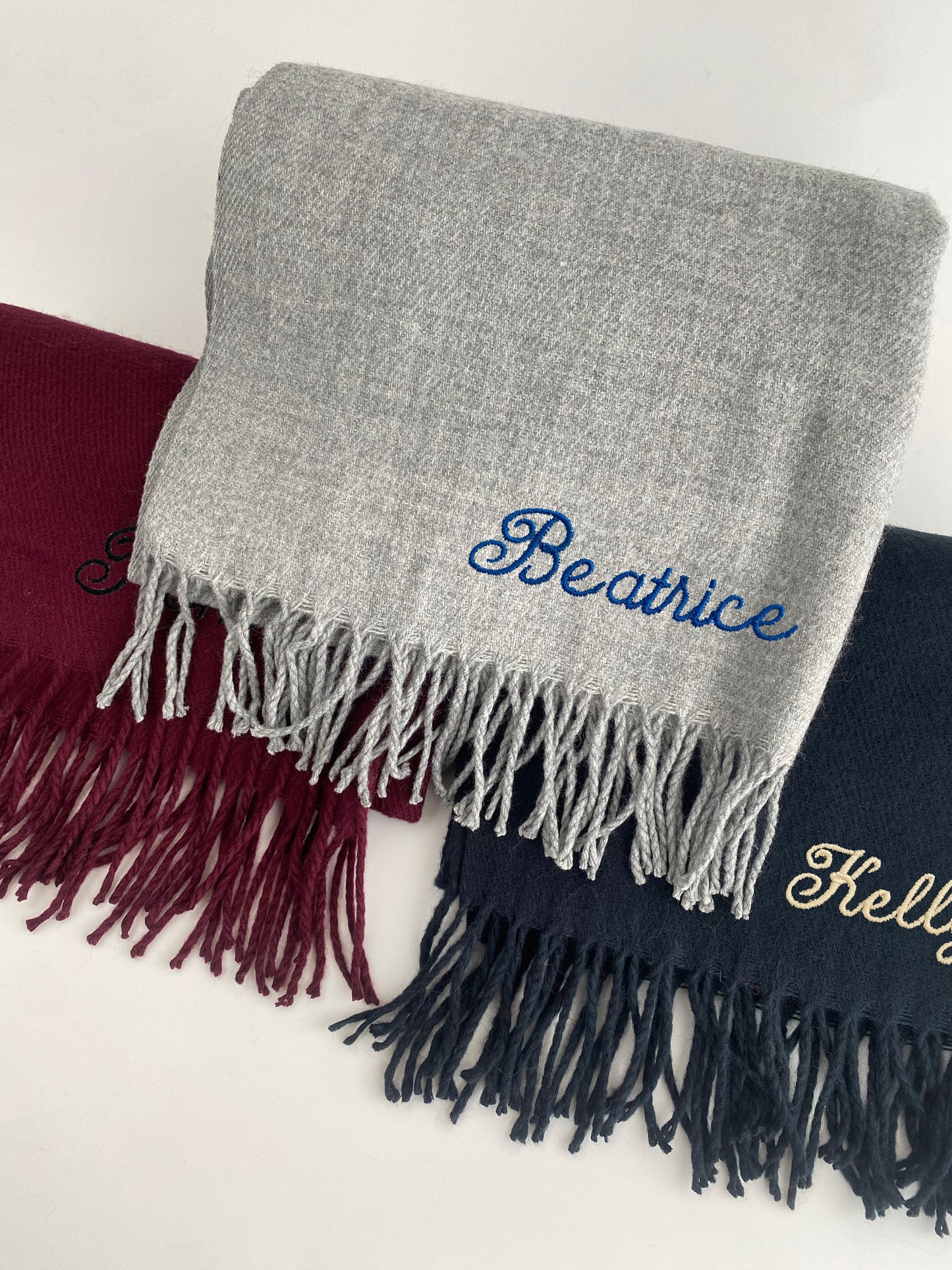 Embroidered Monogram Scarf, Personalized Acrylic Winter Scarf
