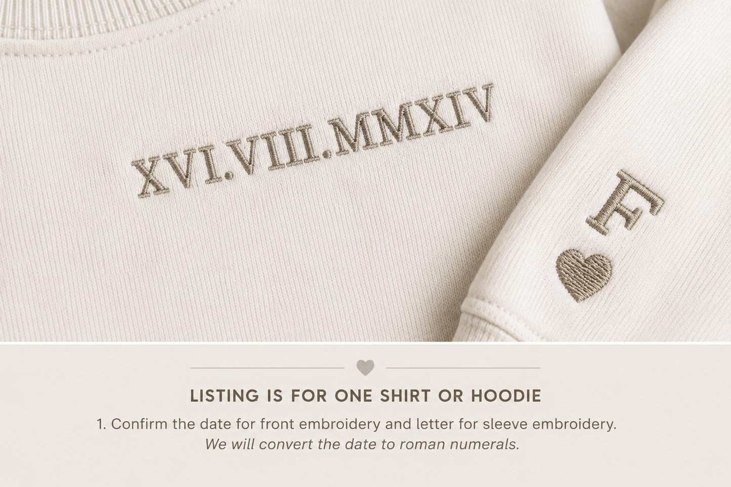 Custom Embroidered Couple Hoodie: Roman Numeral Date, Valentine Gift for boyfriend or girlfriend