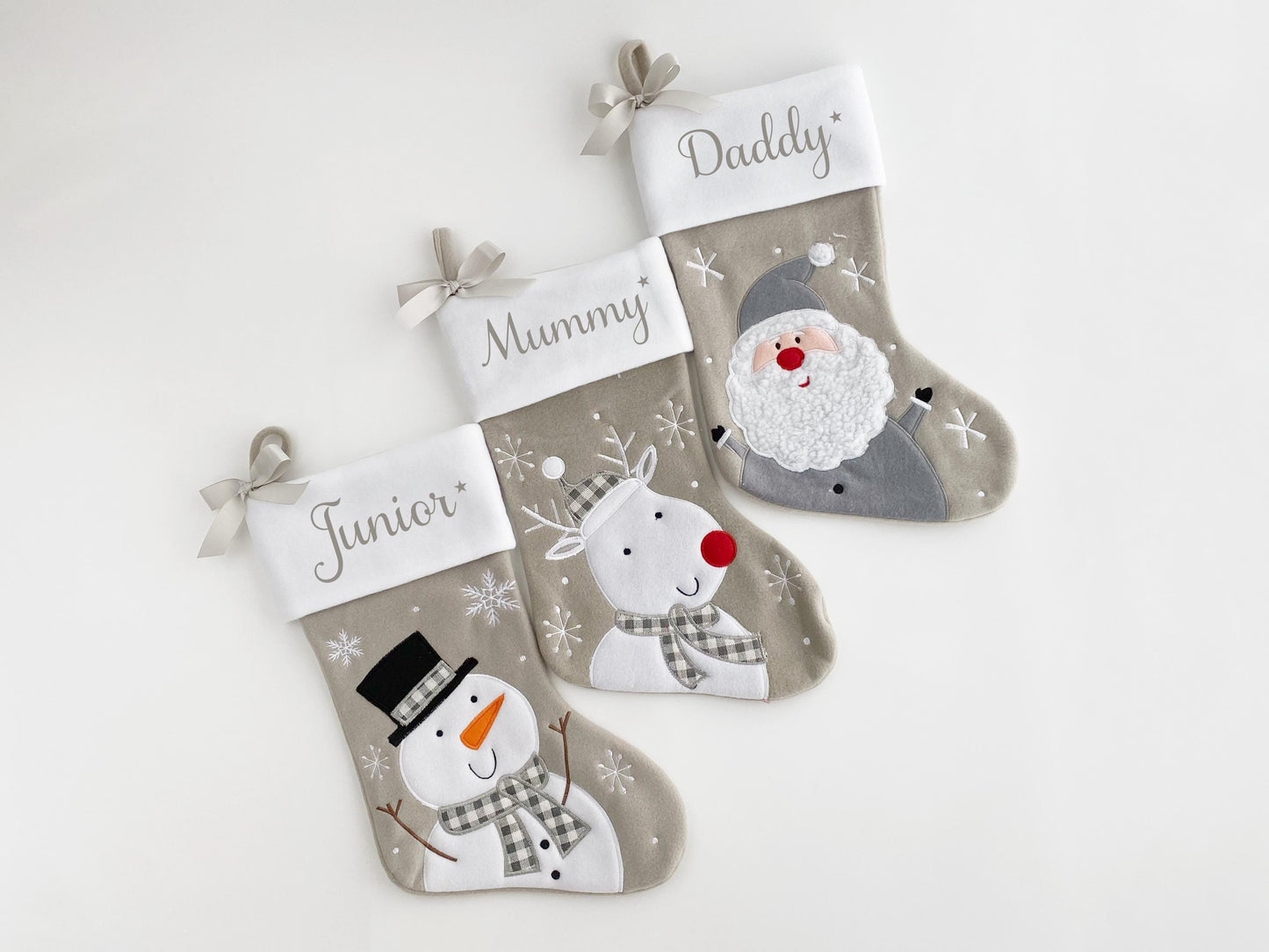 Grey Christmas stocking Christmas stocking Kids Christmas stocking Childs stocking baby stocking family christmas stocking