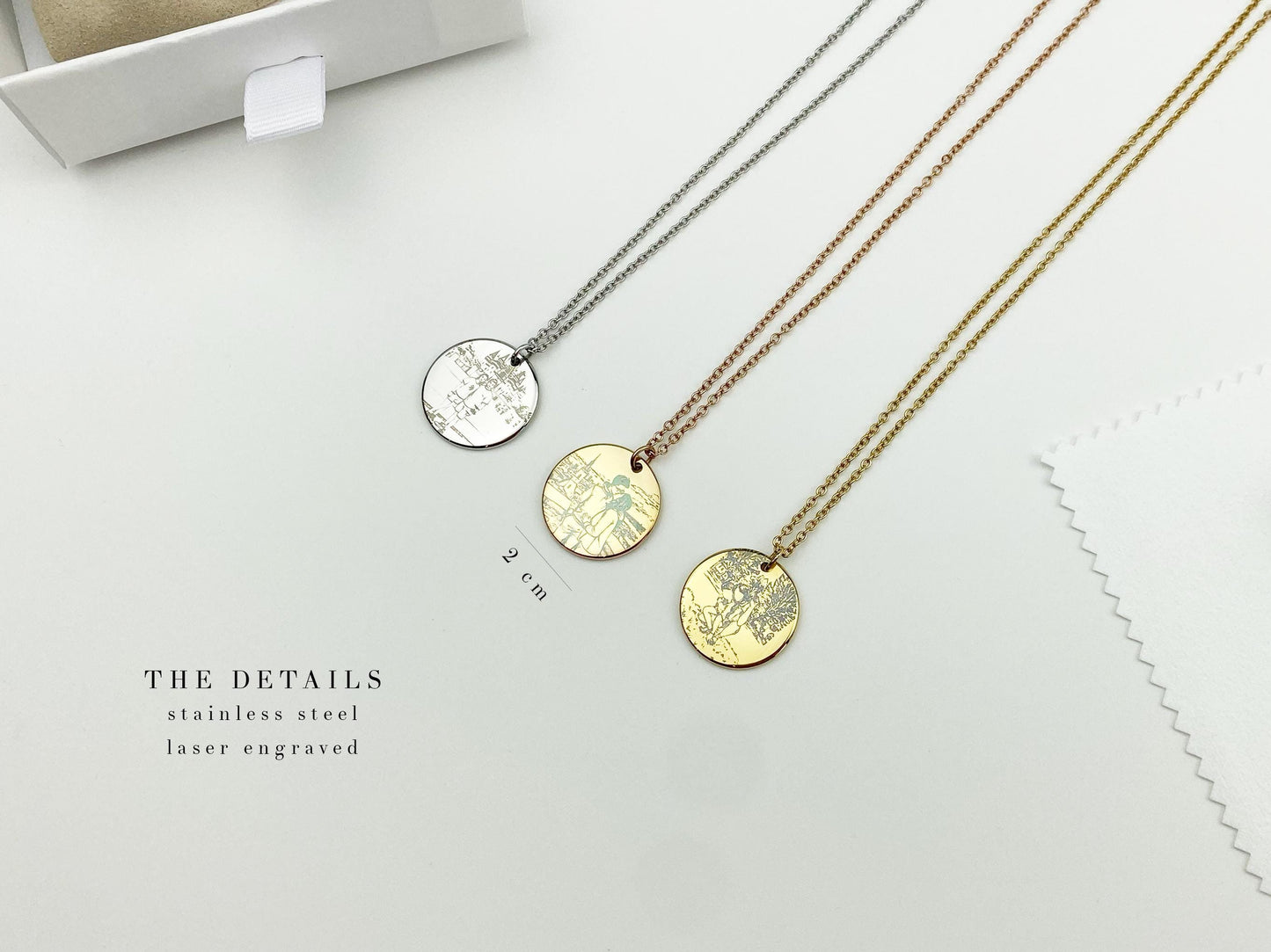 Custom Photo Disc Necklace, Engraved Locket, Personalized Anniversary Gift