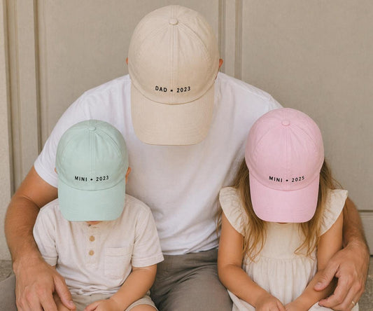 Custom Embroidered Dad and matching kids Caps, Matching Family Baseball Hats