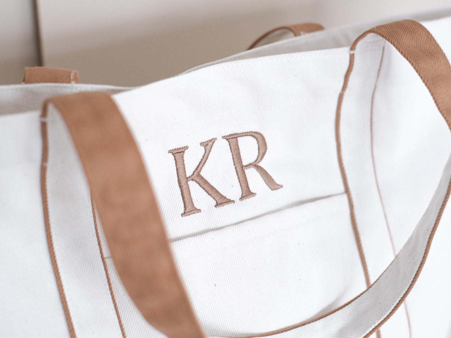 Embroidered Canvas Tote Bag: Personalized Initial Shopper