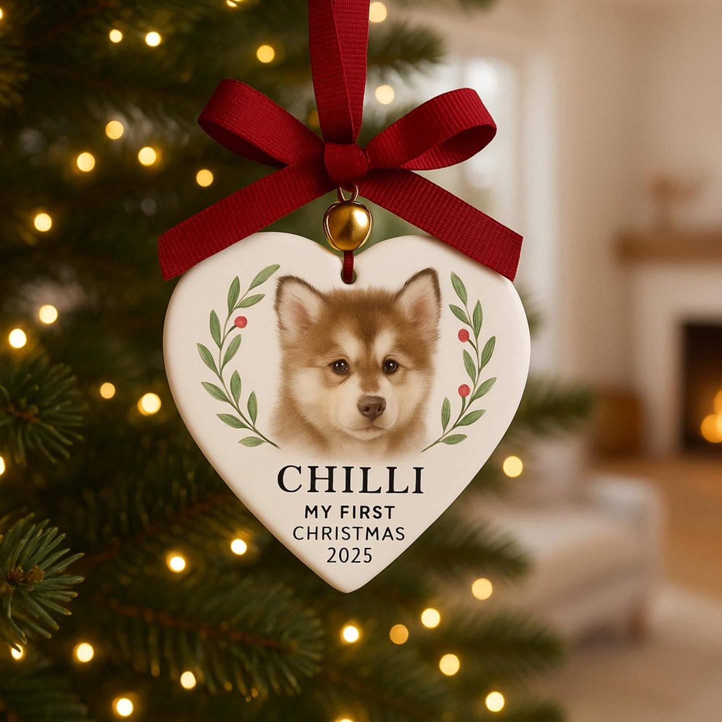 Personalized Pet Portrait Ornament | Custom Ceramic Christmas Keepsake