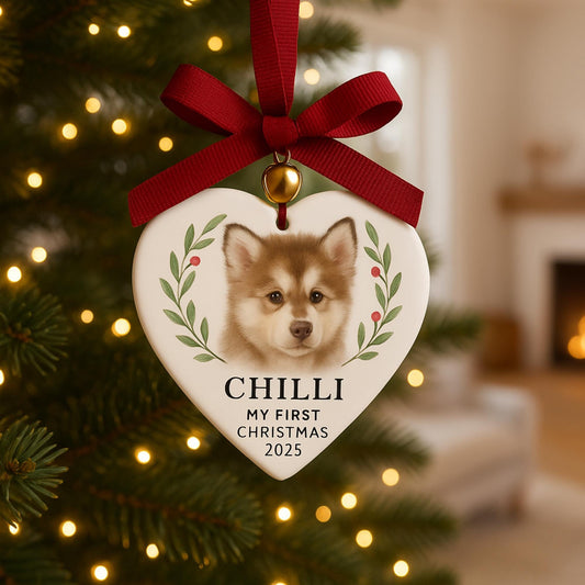 Personalized Pet Portrait Ornament | Custom Ceramic Christmas Keepsake