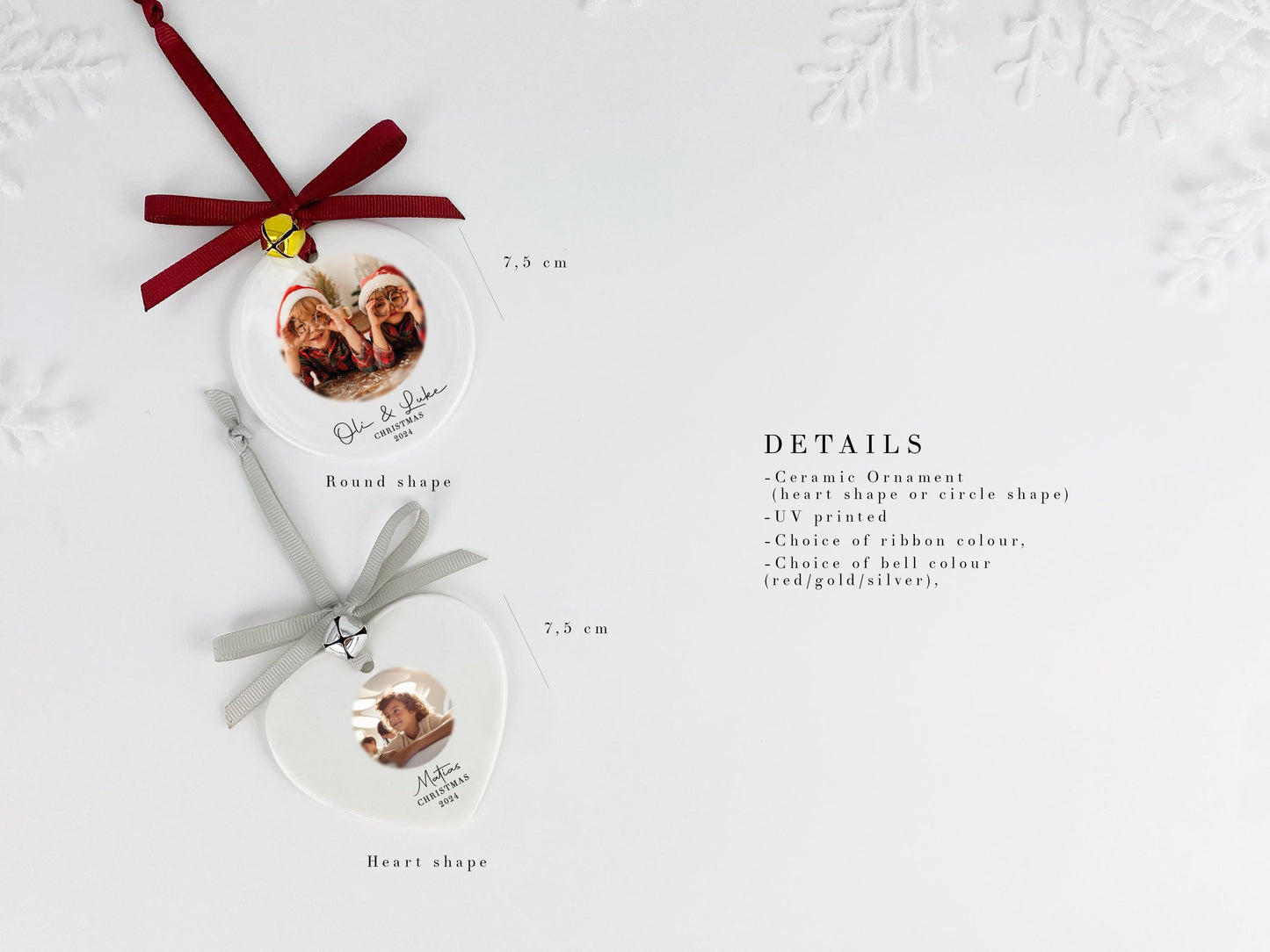 Personalized Photo Christmas Ornament: Custom Ceramic Bauble