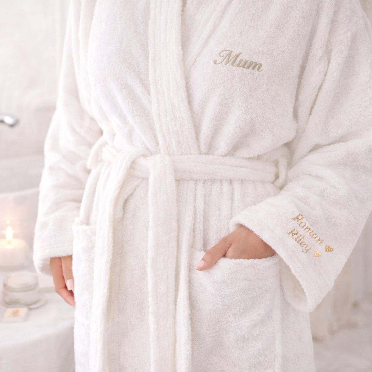 Embroidered Terry Towelling Bath Robe, Personalized Mother's Day Gift