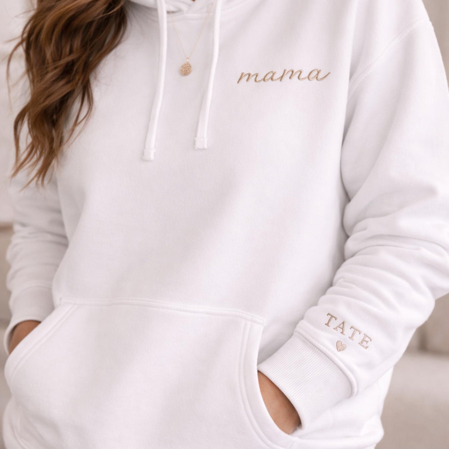 Embroidered Mama Hoodie, Personalized Kids Names Sleeve Sweatshirt fast shipping