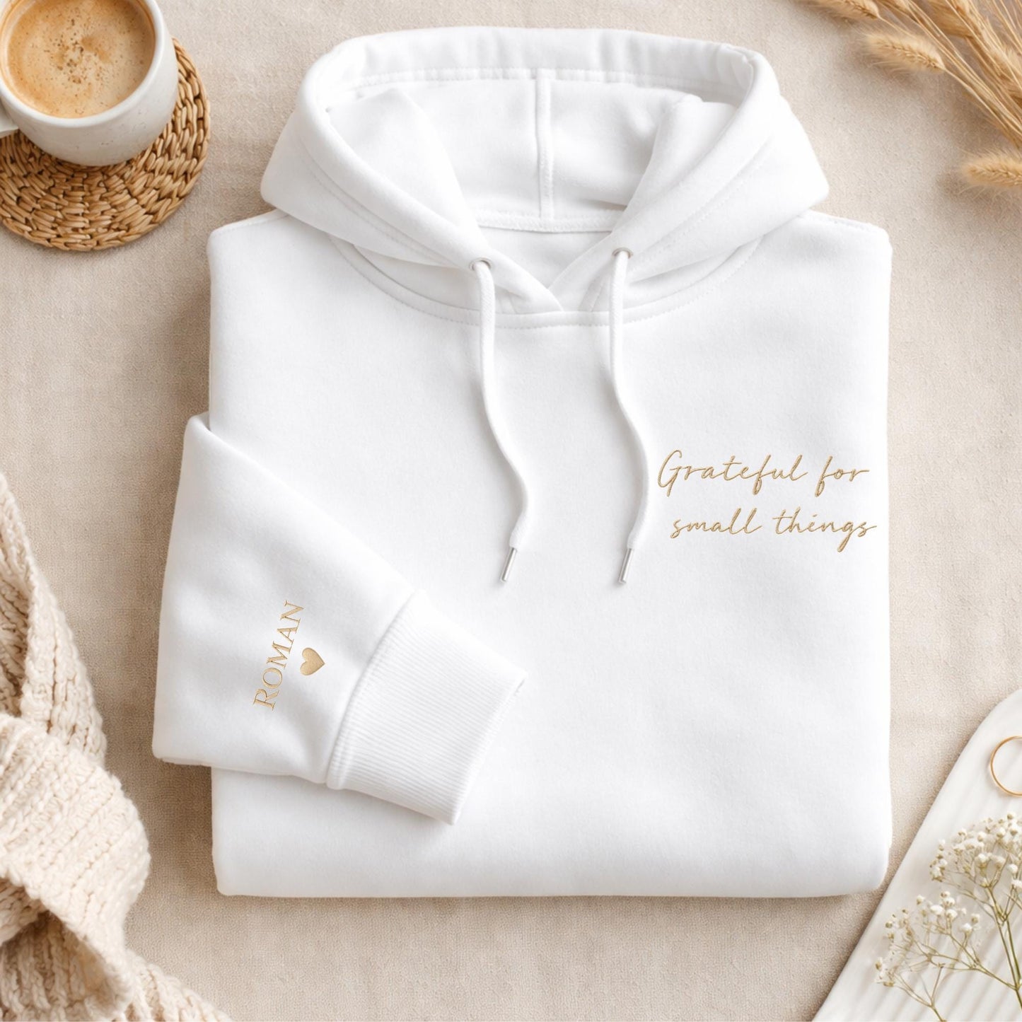 Custom Embroidered Mum Hoodie: Personalized Kids Names, Heart Sleeve