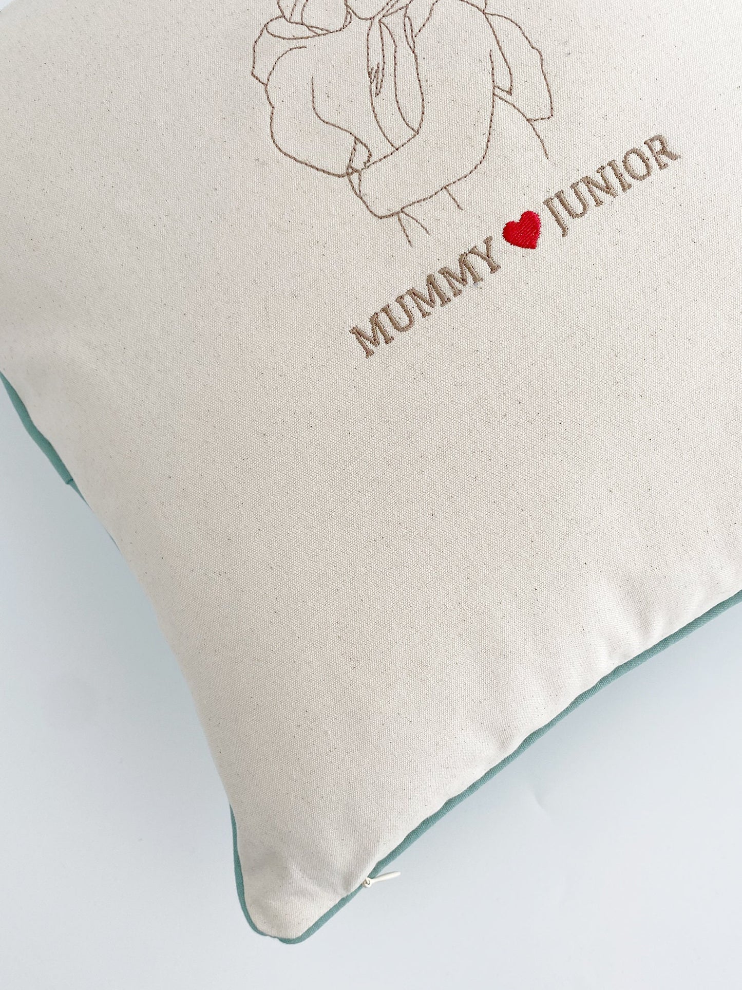 Embroidered Photo Silhouette Pillow: Personalized Cotton Canvas Cushion
