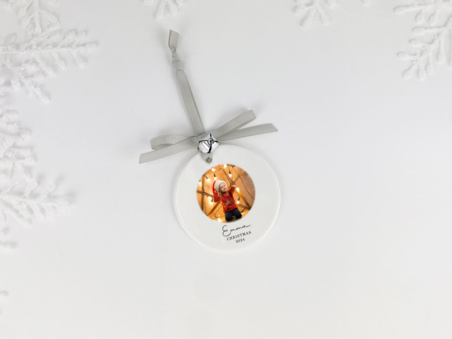 Personalized Photo Christmas Ornament: Custom Ceramic Bauble