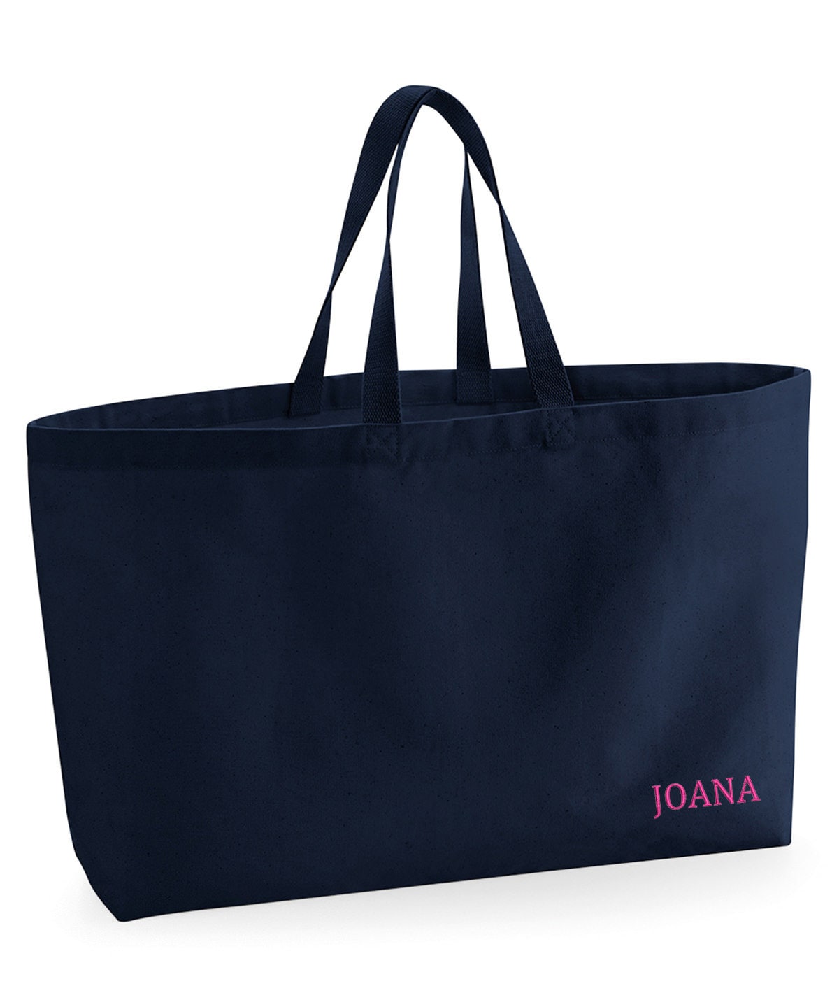 Embroidered Initial Tote Bag: Oversized Organic Cotton Canvas Beach Shopper
