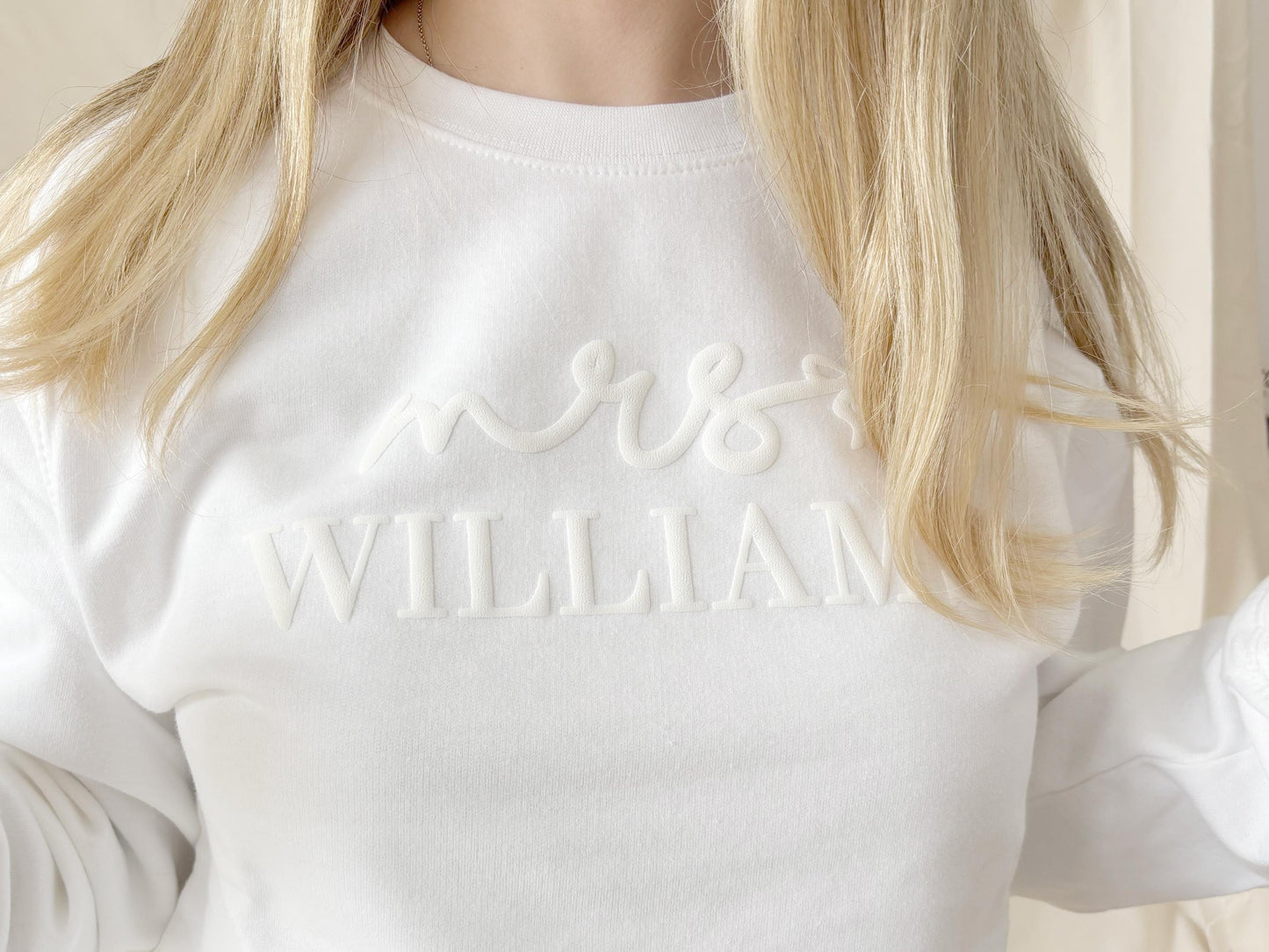 Custom Mrs. Embossed Sweatshirt: Bridal Shower Gift