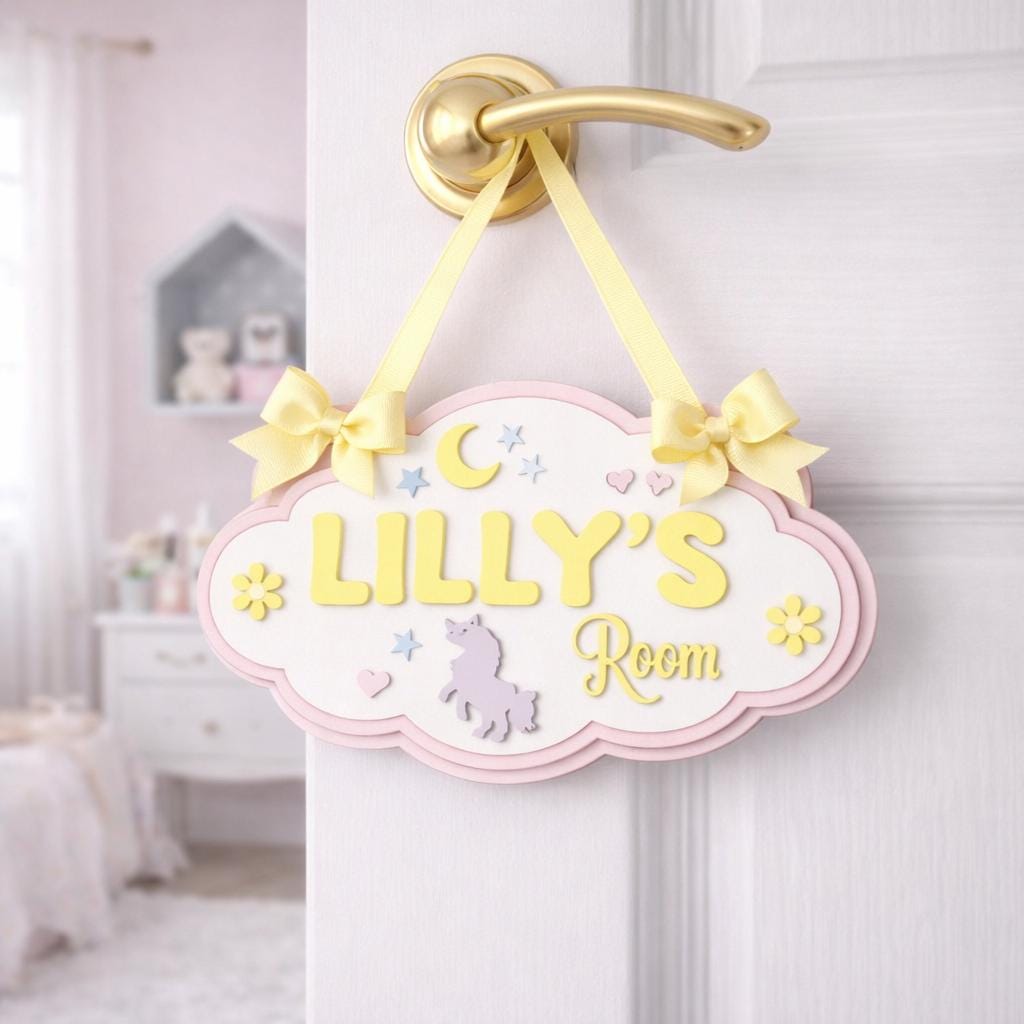Personalized Cloud Name Sign, 3D Layered Wooden Girls Room Decor