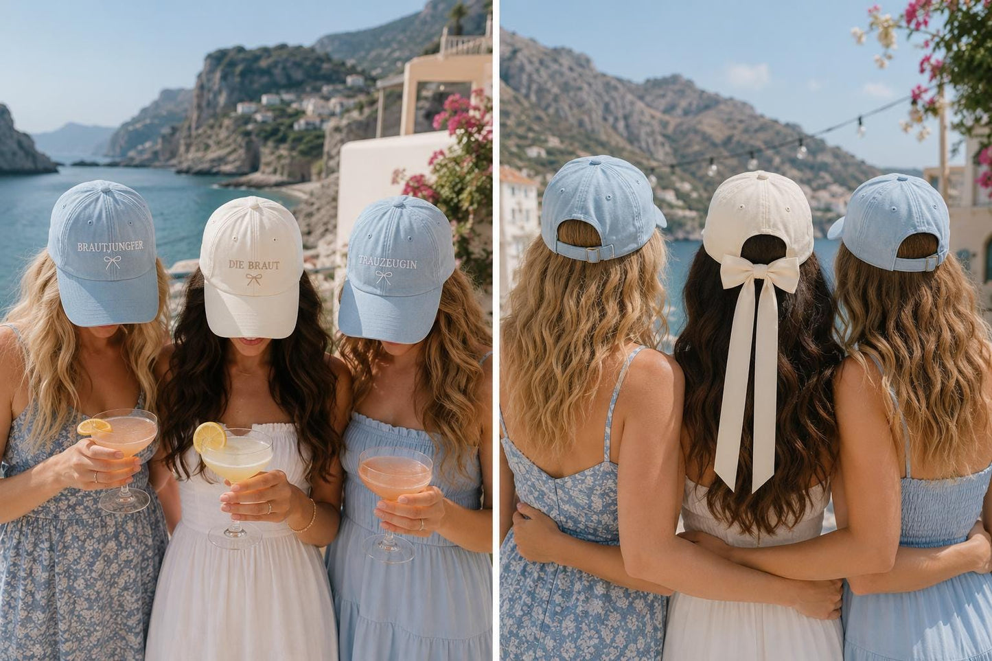 Custom Embroidered Bride Baseball Cap with Bow, Bridal Party Hat, pink bridesmaid hat