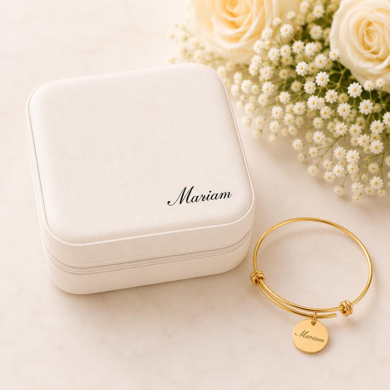 Personalised Bridesmaid Gift Set, Custom Name Bracelet, Jewellery Box, Bridal Party Thank You