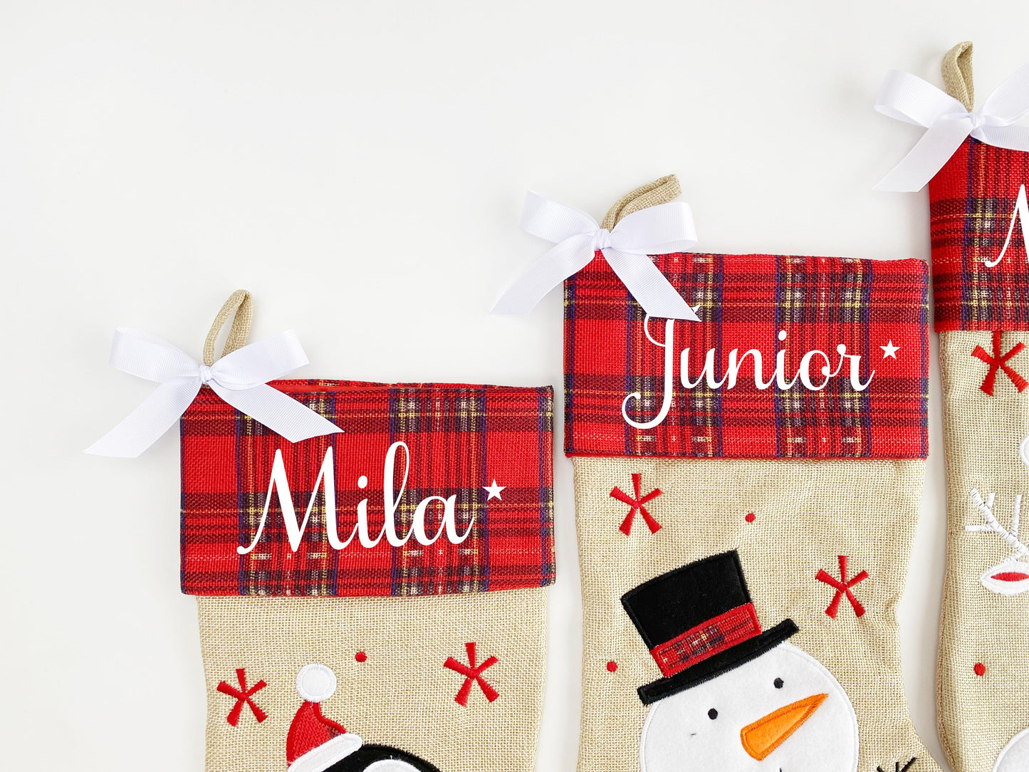 Personalized Christmas Stocking, Tartan & Burlap Stocking