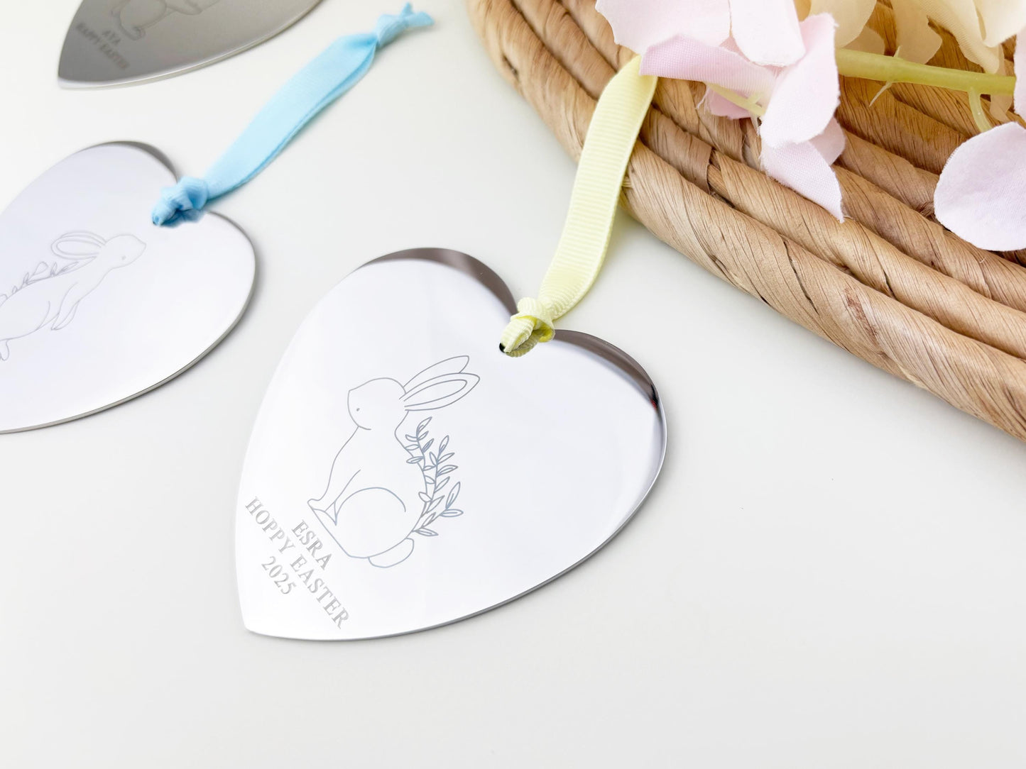 Personalized Easter Basket Tag: Engraved Metal Bunny Name Tag