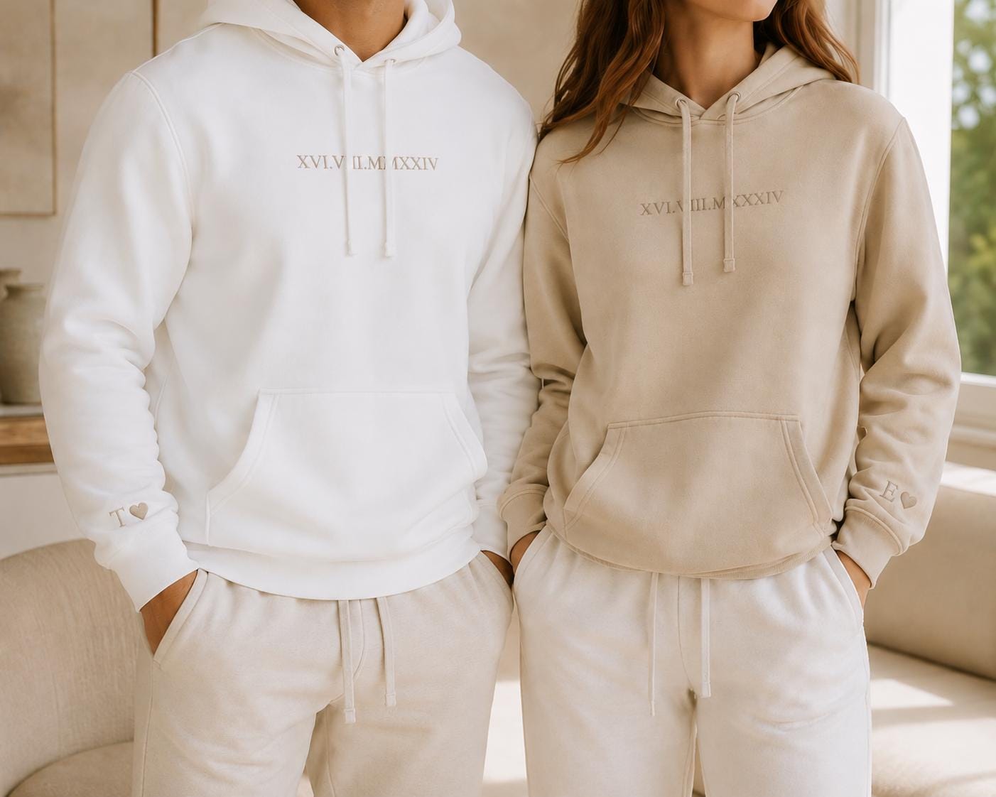 Custom Embroidered Roman Numeral Date Shirt, Hoodie Sweatshirt TShirt, Personalized Couple Gift, Anniversary Gift